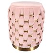 Pemberly Row Pink Velvet Ottoman w/ Gold Metal Details and Woven Accent