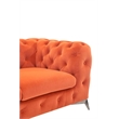 Pemberly Row Orange Velvet Fabric Modern Upholstered Loveseat