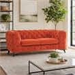 Pemberly Row Orange Velvet Fabric Modern Upholstered Loveseat