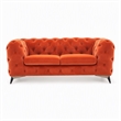 Pemberly Row Orange Velvet Fabric Modern Upholstered Loveseat