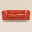 Pemberly Row Orange Velvet Fabric Modern Upholstered Loveseat