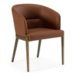 Pemberly Row Modern Brown Vegan Leather Dining Chair in Brass Finish