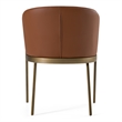 Pemberly Row Modern Brown Vegan Leather Dining Chair in Brass Finish