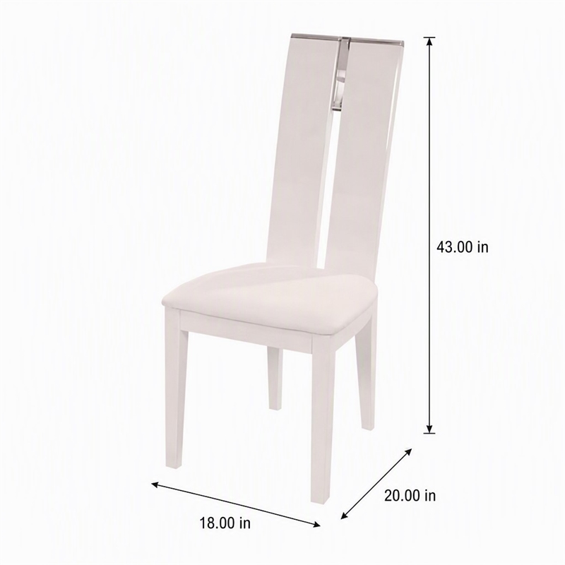 Pemberly Row White Gloss Dining Chairs with Veneer Finish (Set of 2)