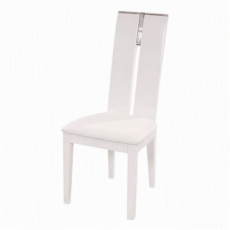 Pemberly Row White Gloss Dining Chairs with Veneer Finish (Set of 2)