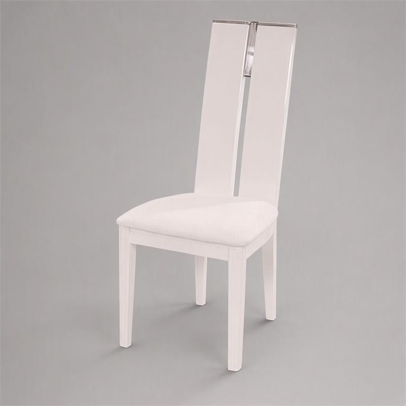 Pemberly Row White Gloss Dining Chairs with Veneer Finish (Set of 2)