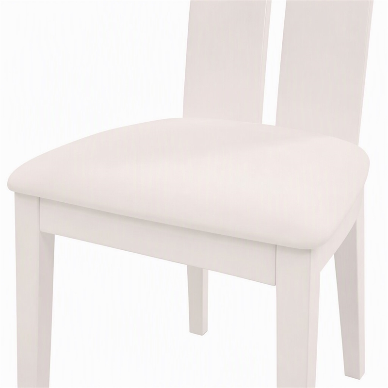Pemberly Row White Gloss Dining Chairs with Veneer Finish (Set of 2)