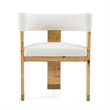 Pemberly Row Cream Upholstered Dining Chair with Burl Wood Veneer