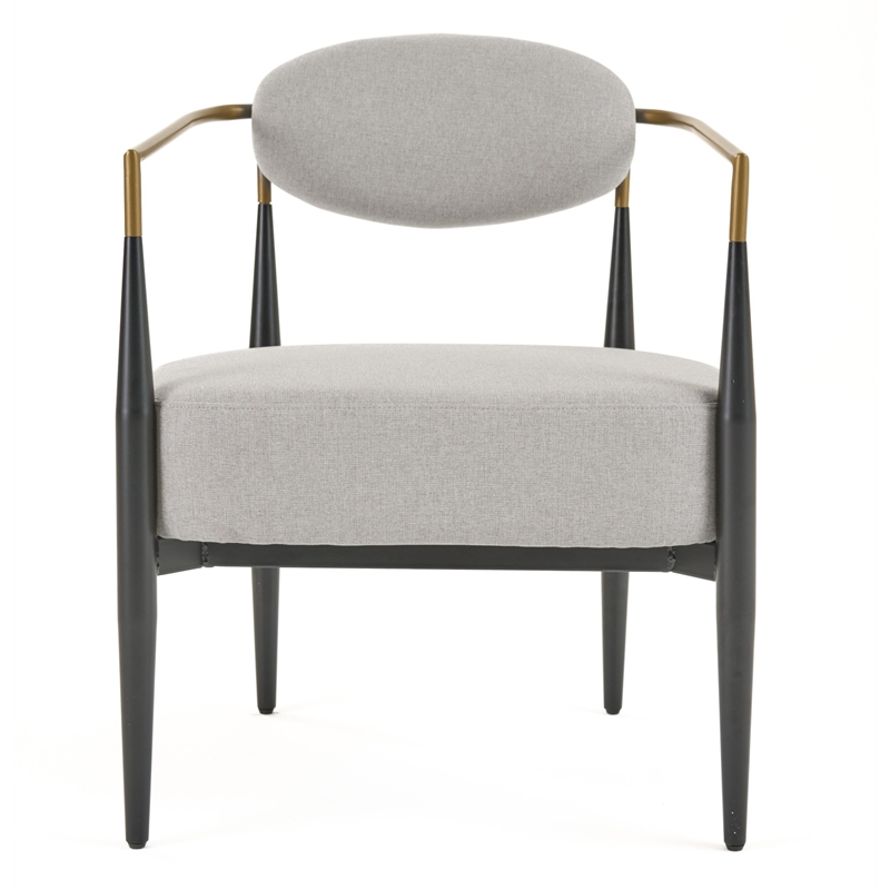 Pemberly Row Modern Grey Fabric Accent Chair with Black & Gold Arms