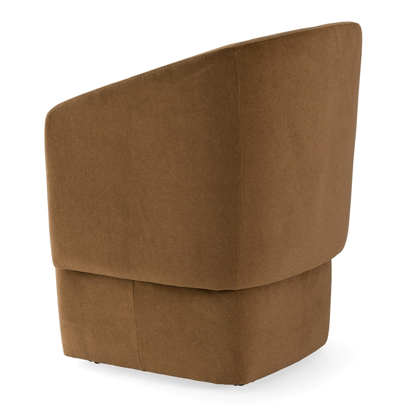 Pemberly Row Brown Dining Chair with Castor Wheels in Fabric Upholstery