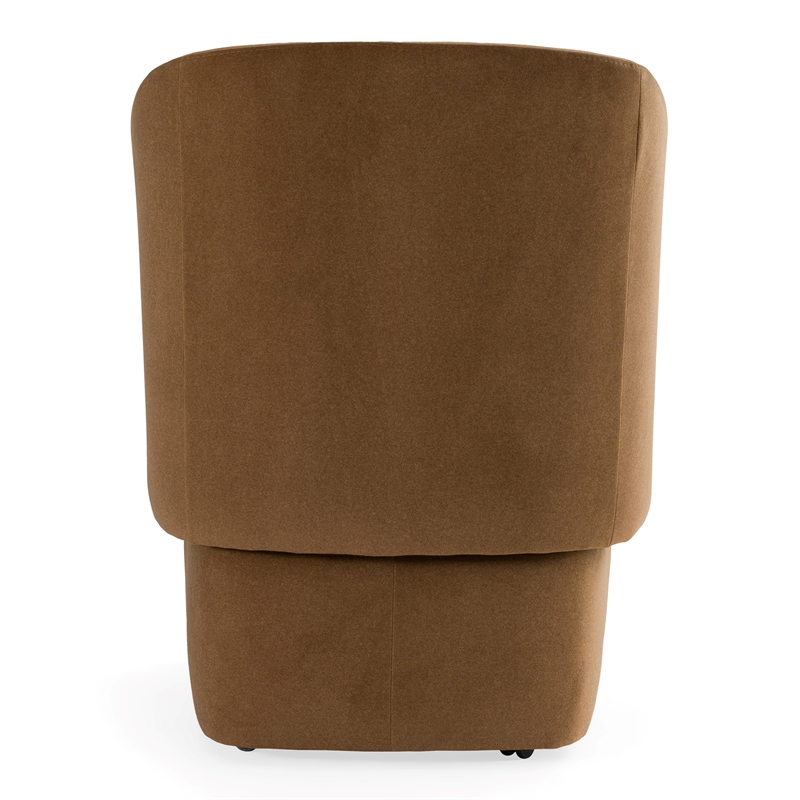 Pemberly Row Brown Dining Chair with Castor Wheels in Fabric Upholstery