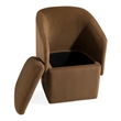 Pemberly Row Brown Dining Chair with Castor Wheels in Fabric Upholstery