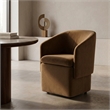 Pemberly Row Brown Dining Chair with Castor Wheels in Fabric Upholstery