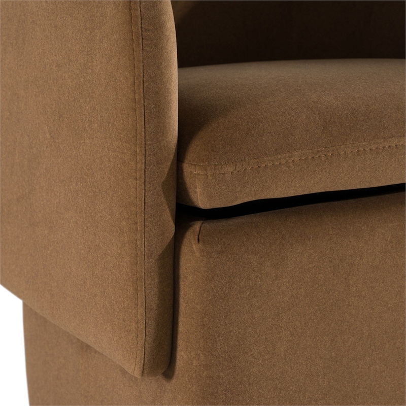 Pemberly Row Brown Dining Chair with Castor Wheels in Fabric Upholstery
