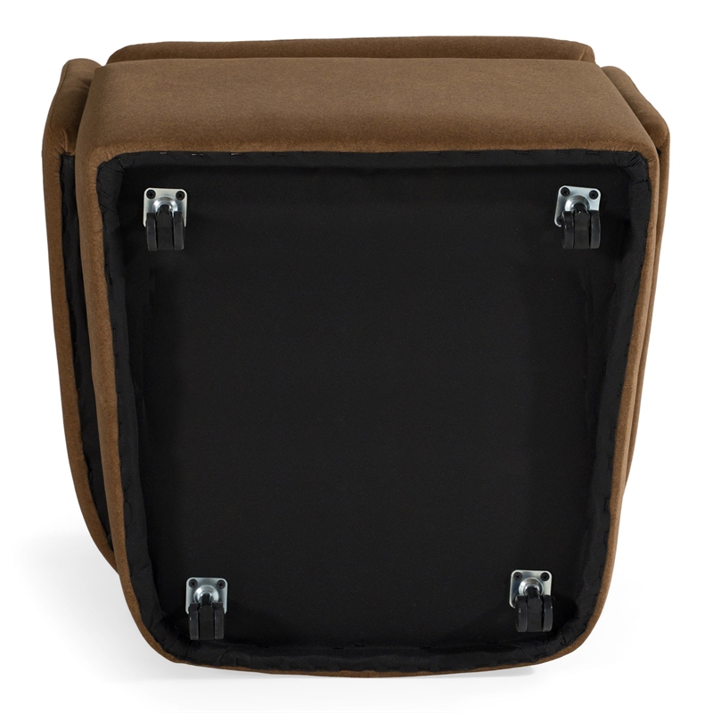 Pemberly Row Brown Dining Chair with Castor Wheels in Fabric Upholstery