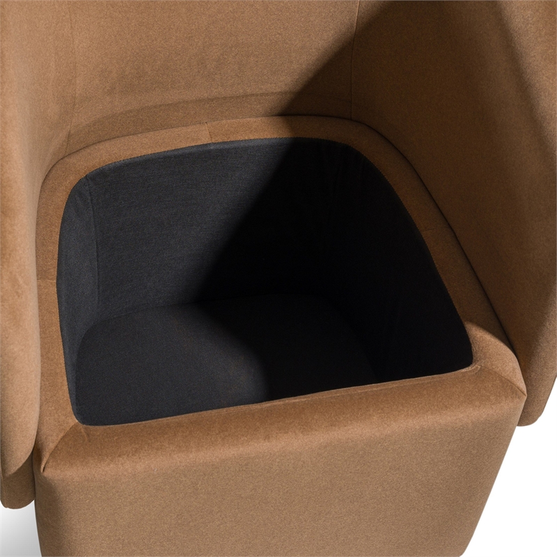 Pemberly Row Brown Dining Chair with Castor Wheels in Fabric Upholstery