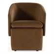 Pemberly Row Brown Dining Chair with Castor Wheels in Fabric Upholstery