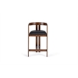 Pemberly Row Modern Black Vegan Leather and Brown Oak Counter Chair