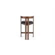 Pemberly Row Modern Black Vegan Leather and Brown Oak Counter Chair