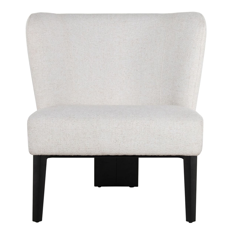 Pemberly Row Modern White Fabric Accent Chair with Black Metal Legs