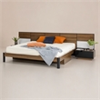 Pemberly Row Modern Eastern King Bed in Wood Finish with Storage and Lighting