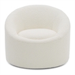 Pemberly Row Glam Polyester Swivel Accent Chair in White with Foam Seat