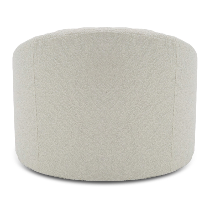 Pemberly Row Glam Polyester Swivel Accent Chair in White with Foam Seat