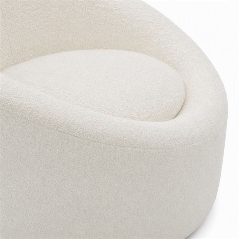 Pemberly Row Glam Polyester Swivel Accent Chair in White with Foam Seat