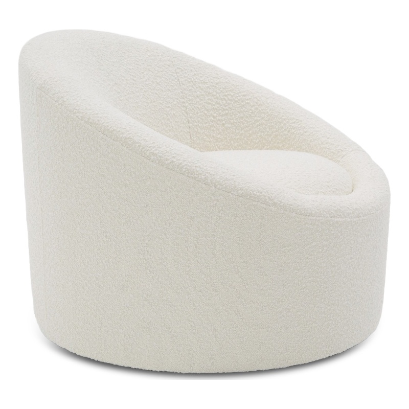 Pemberly Row Glam Polyester Swivel Accent Chair in White with Foam Seat
