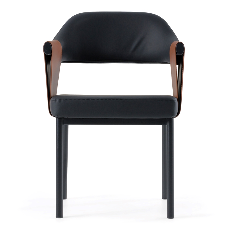 Pemberly Row Modern Black and Camel Vegan Leather Dining Chair