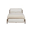 Pemberly Row King Upholstered Wood Complete Bed in Walnut and Beige