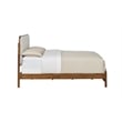 Pemberly Row King Upholstered Wood Complete Bed in Walnut and Beige