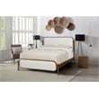 Pemberly Row King Upholstered Wood Complete Bed in Walnut and Beige