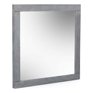 Pemberly Row Modern Square Wall Mirror with Thick Frame in Gray Crackle