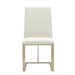 Pemberly Row Fabric Dining Chair with Antique Brass Legs in Off White