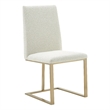 Pemberly Row Fabric Dining Chair with Antique Brass Legs in Off White