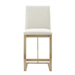 Pemberly Row Modern Fabric & Antique Brass Counter Chair in Off White