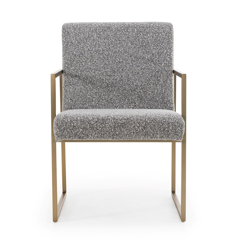 Pemberly Row Modern Fabric & Antique Brass Dining Chair in Grey