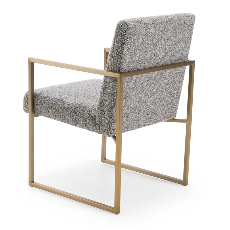 Pemberly Row Modern Fabric & Antique Brass Dining Chair in Grey