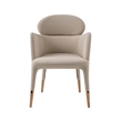 Pemberly Row Modern Vegan Leather Dining Chair in Beige & Rose Gold