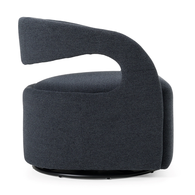 Pemberly Row Modern Fabric Swivel Accent Chair with Flared Arms in Charcoal