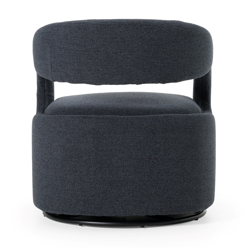 Pemberly Row Modern Fabric Swivel Accent Chair with Flared Arms in Charcoal