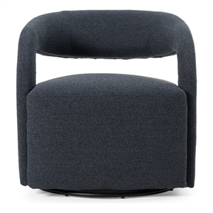 Pemberly Row Modern Fabric Swivel Accent Chair with Flared Arms in Charcoal