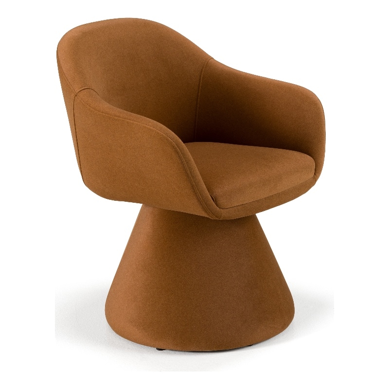 Pemberly Row Modern Fabric Swivel Dining Chair in Rust Khaki Mohair