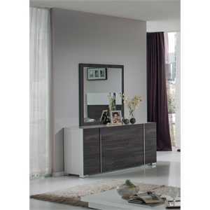 Pemberly Row Italian Modern 39x41 Inch Wall Mirror in Smooth Gray