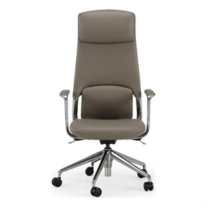 Pemberly Row Modern Genuine Leather Executive Office Chair in Gray