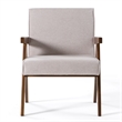 Pemberly Row Modern Fabric Accent Chair Set of 2 in Beige & Walnut