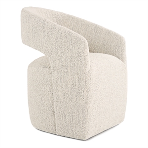 Pemberly Row Modern Fabric Dining Chair with Cut Out Back in Beige