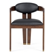 Pemberly Row Modern Vegan Leather Dining Chair in Black & Brown Oak