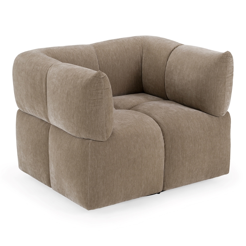 Pemberly Row Modern Upholstered Fabric Swivel Accent Chair in Taupe